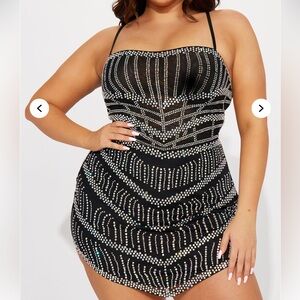 Fashion Nova Black and Silver Mini Dress